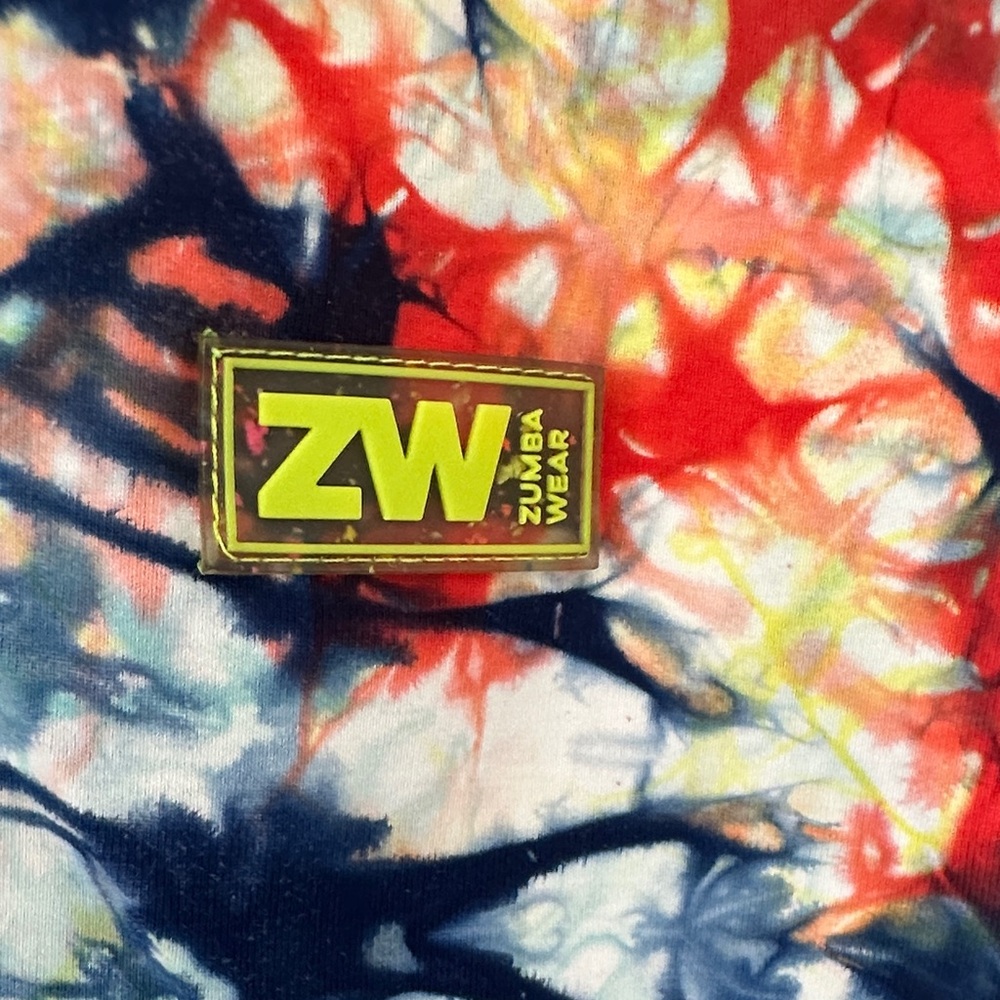 Zumba Fitness Multicolor Tie-Dye Leggings with Navy Accents - Picture 2 of 10